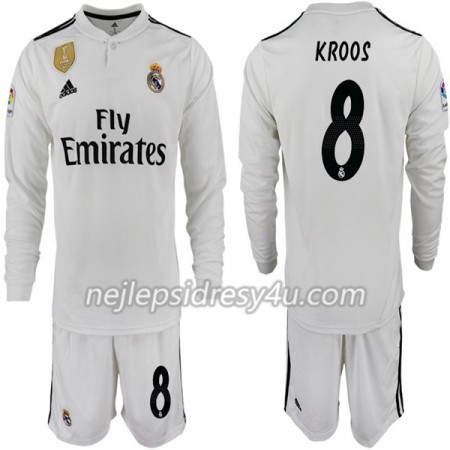 Fotbalový Dres Real Madrid KROOS 8 Dětské Domácí 2018/19 Dlouhý Rukáv